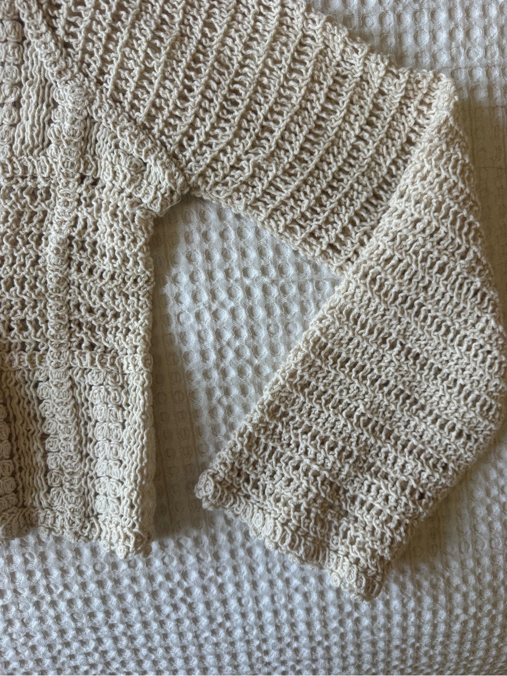 Rebellion Cream Open-Weave Button Cardigan - Picture 3 of 5